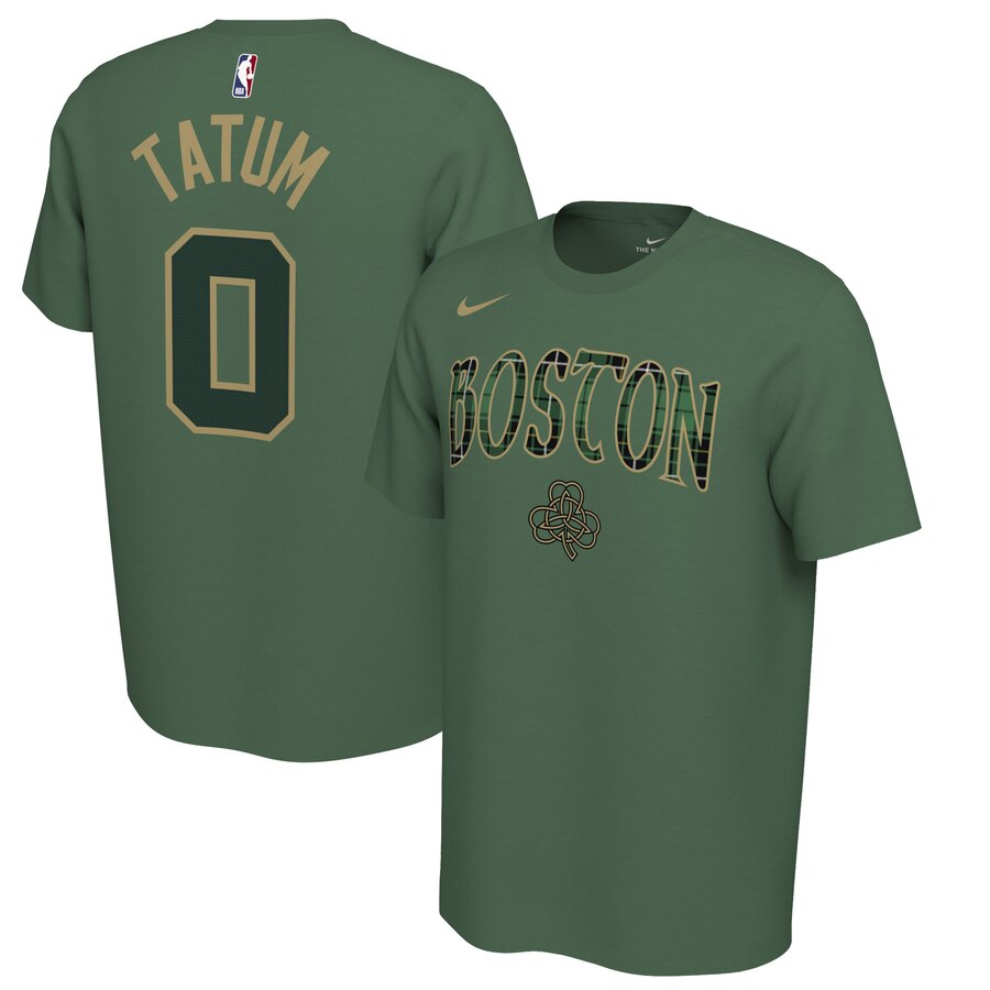 Men 2020 NBA Nike Jayson Tatum Boston Celtics Green 201920 Earned Edition Name Number TShirt